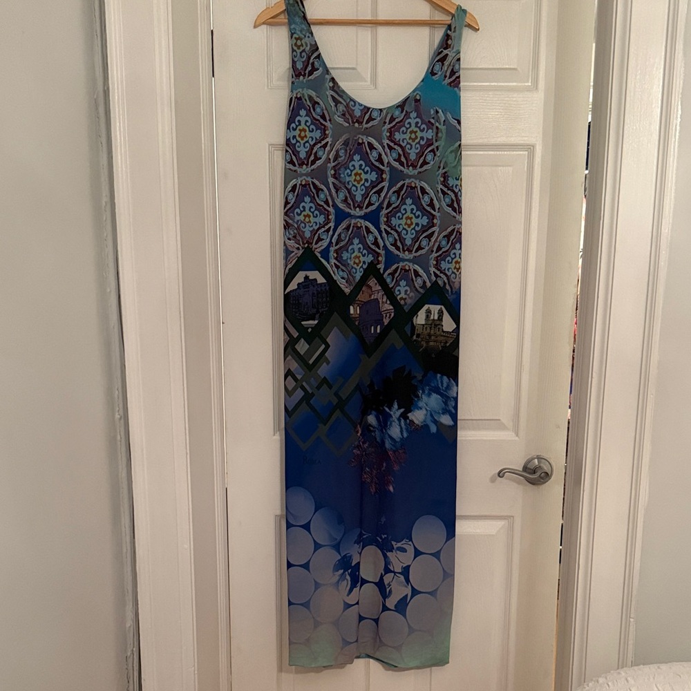 Save the Queen Blue Patterned Maxi Dress